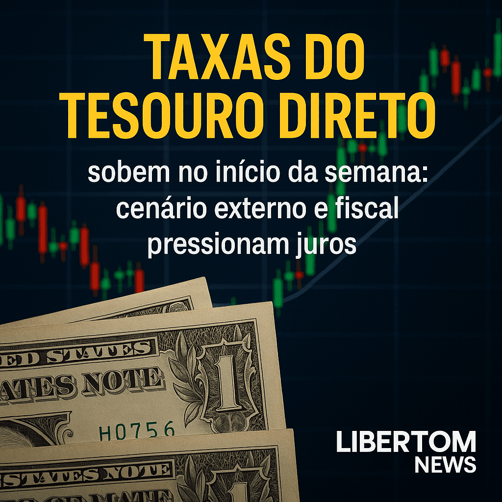Taxas do Tesouro Direto sobem no início da semana: cenário externo e fiscal pressionam juros