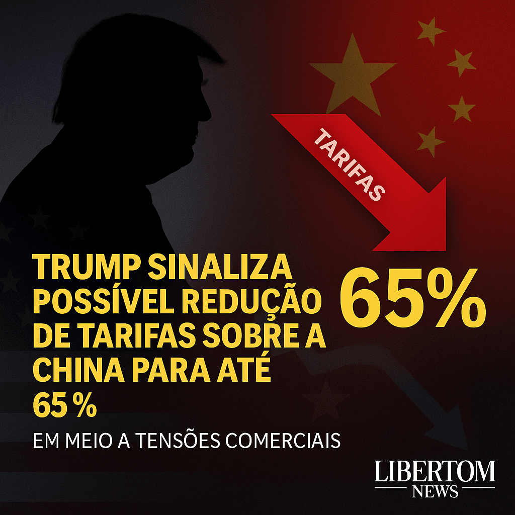 Trump sinaliza possível redução de tarifas sobre a China para até 65% em meio a tensões comerciais