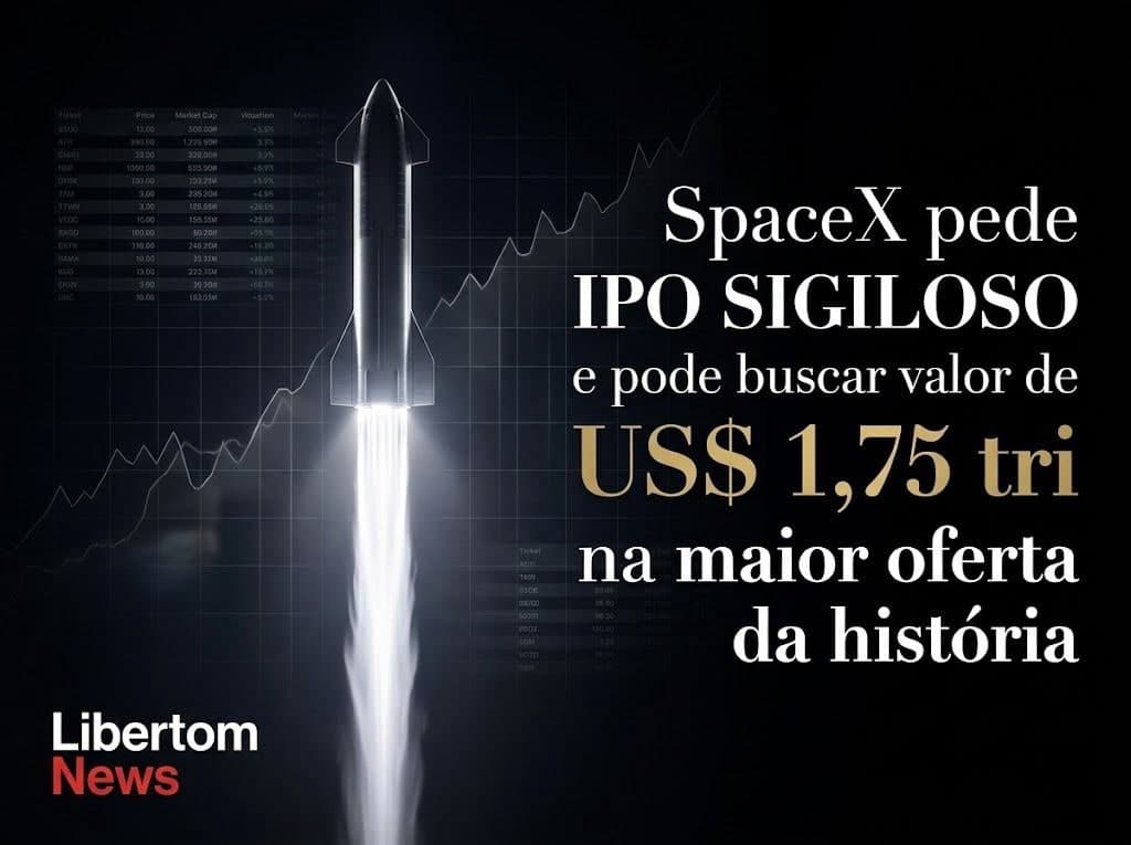 SpaceX pede IPO sigiloso e pode buscar valor de US$ 1,75 tri na maior oferta da história